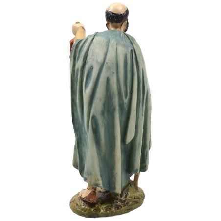 Pastor con linterna de resina pintada 12 cm