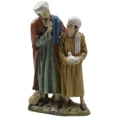 Oriental shepherd with child in painted resin 12 cm Landi