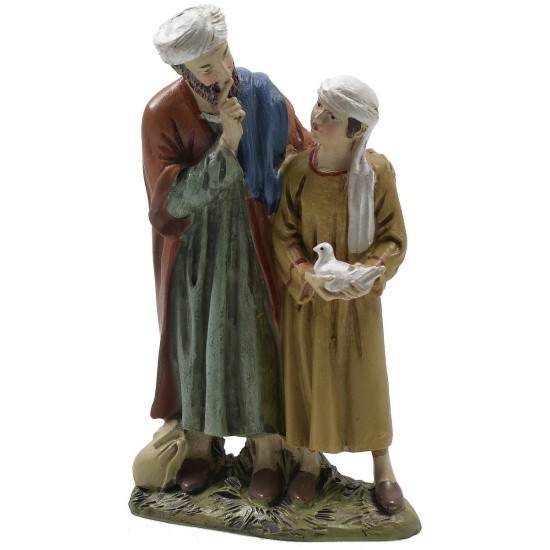 Pastor oriental con niño en resina pintada 12 cm serie