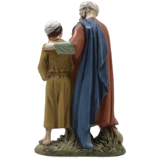 Oriental shepherd with child in painted resin 12 cm Landi