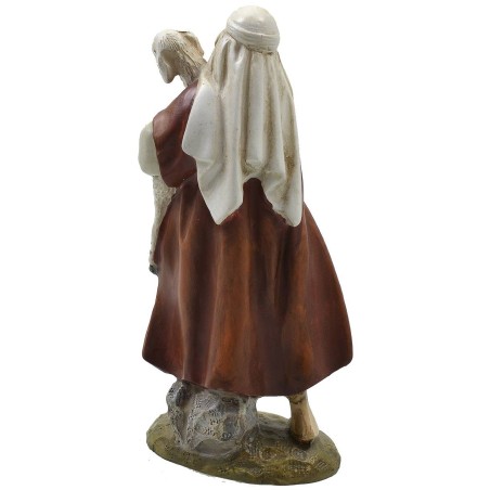 Good shepherd with lamb in painted resin 12 cm Landi economic