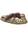 Dormiente con agnello in resina dipinta 12 cm serie economica
