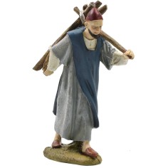 Leñador con leña en resina pintada 12 cm serie económica Landi