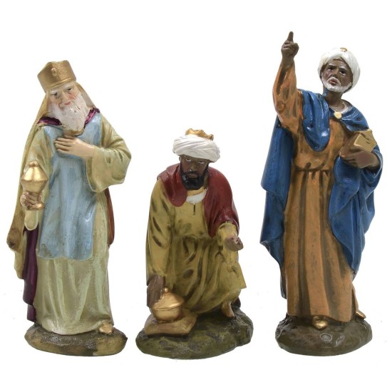 Juego de 3 Reyes Magos en resina pintada de 12 cm serie