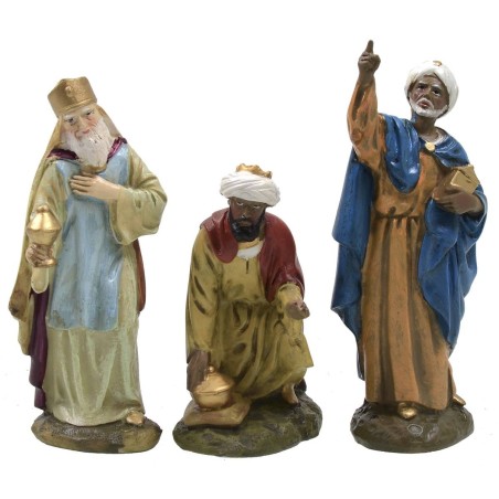 Juego de 3 Reyes Magos en resina pintada de 12 cm serie