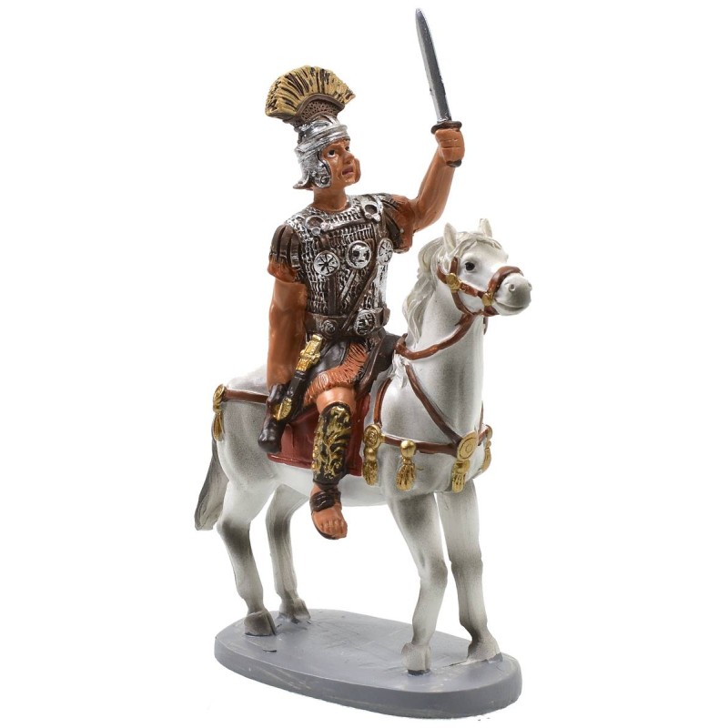 Centurion with sword on horseback in painted resin 12 cm Landi