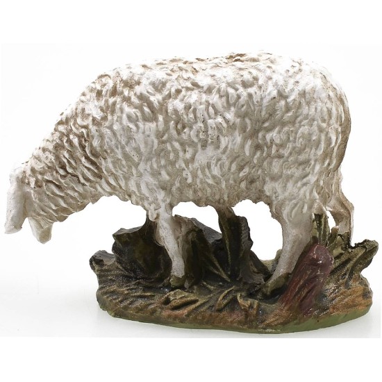 Oveja cabeza baja en resina pintada para estatuas