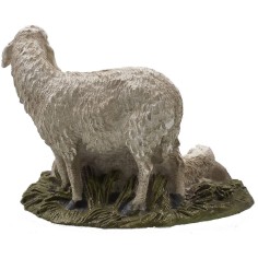 Coppia di pecore in resina dipinta per statue 10 cm serie 2