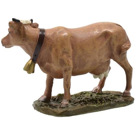 Bue con cencerro en resina pintada para estatuas de 12 cm serie