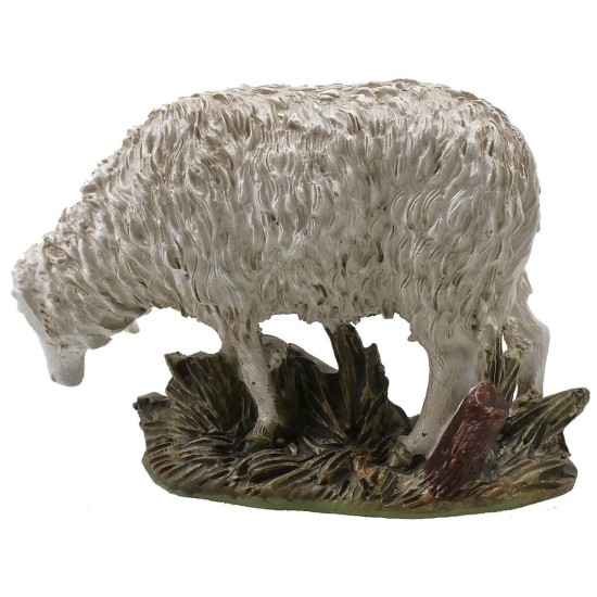 Pecora con testa bassa in resina dipinta per statue 12 cm serie