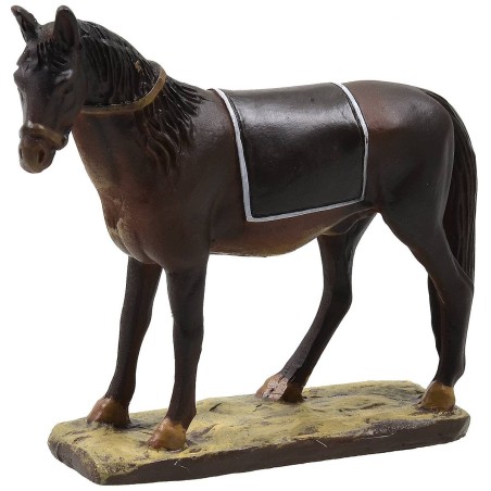 Caballo ensillado de resina pintada para estatuas de 12 cm