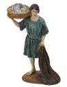 Fisherman with basket and net in painted resin 12 cm Landi
