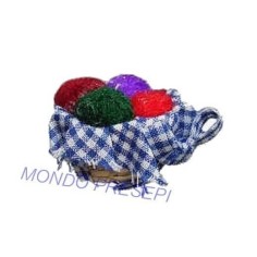 Basket with balls of yarn