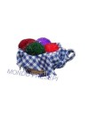 Basket with balls of yarn