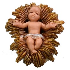 Baby Jesus in the cradle 6 cm series Landi Moranduzzo