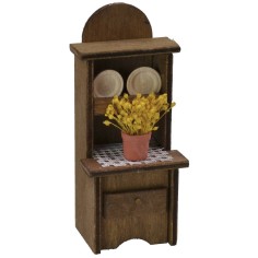 Wooden sideboard with vase of flowers and plates cm 5,5x4,5x13 2
