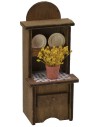 Wooden sideboard with vase of flowers and plates cm 5,5x4,5x13
