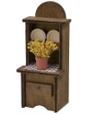 Wooden sideboard with vase of flowers and plates cm 5,5x4,5x13