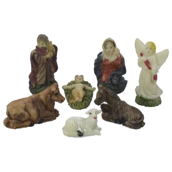 Set Natività 3 cm 7 soggetti per presepe Mondo Presepi