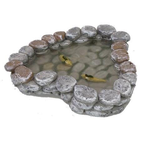 Resin pond with magic water and fish cm 12x11x2 h