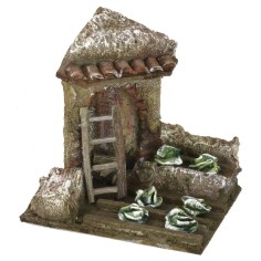 Huerto para belén con ruina angular de 11,5x9x11,5 cm de altura