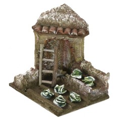 Huerto para belén con ruina angular de 11,5x9x11,5 cm h para 2