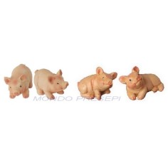 Set of 4 pigs in resin 1,5-2 cm