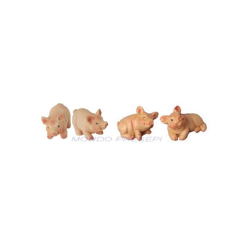 Set of 4 pigs in resin 1,5-2 cm