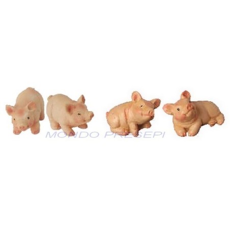Set of 4 pigs in resin 1,5-2 cm