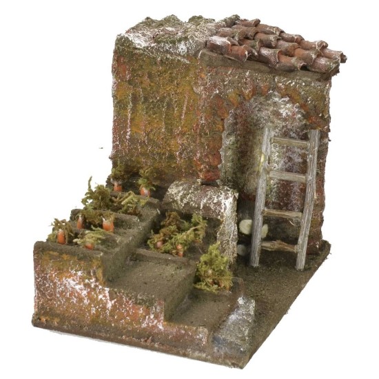 Ambientación de huerto con terrazas para belén de 9x11,5x10 cm