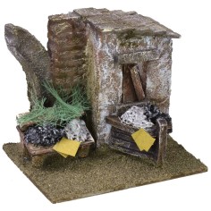 Fishmonger with wreck 11.5x9x9.5 h for statues of 6 cm 2