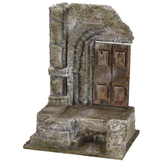 Ruina de templo antiguo con puerta de 11,5x9x15,5 cm de altura