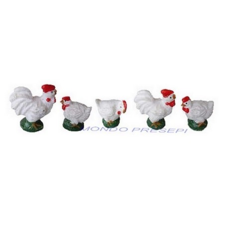 Juego de 6 gallinas de resina de 2-3 cm - 73431 Mondo Presepi