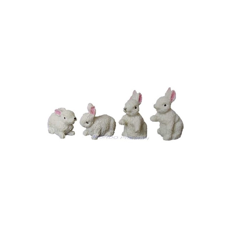 Set 4 resin rabbits cm 2 - 69452