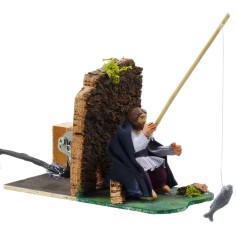 Pescador sentado en movimiento serie 8 cm Mondo Presepi 2