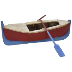 Painted wooden boat with oars cm 24x9,5x6 h