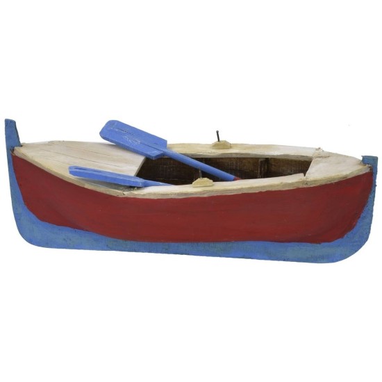 Painted wooden boat with oars cm 24x9,5x6 h