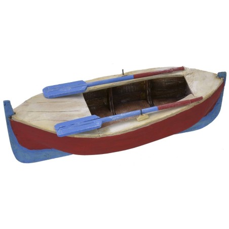 Painted wooden boat with oars 20x9.5x5.5 cm h