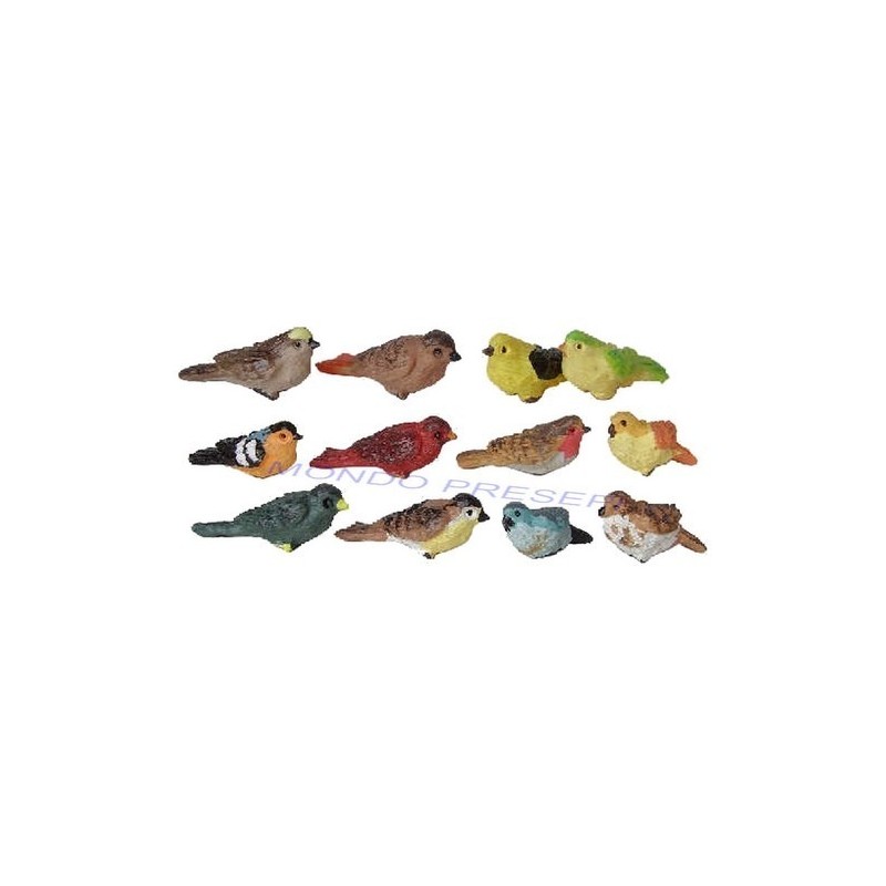 Set 3 birds cm 2,4 in assorted colors