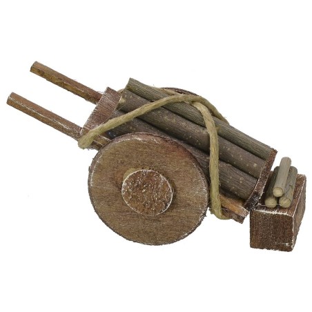 Carretto con legna accatastata per Presepe cm 5x14x6 h Mondo