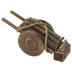Carrito con leña apilada para Belén cm 5x14x6 h Mundo 2