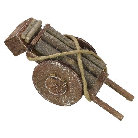 Carrito con leña apilada para Belén cm 5x14x6 h Mundo