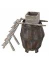 Barrel with ladder and millstone for grapes cm 10,5Øx22 h