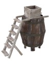 Barrel with ladder and millstone for grapes cm 11.5Øx18 h