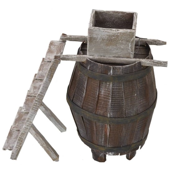 Barril con escalera y molino para uvas cm 11,5Øx18 h