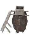 Barrel with ladder and millstone for grapes cm 11.5Øx18 h