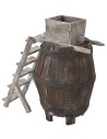 Barrel with ladder and millstone for grapes cm 11.5Øx18 h