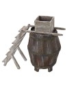 Barril con escalera y molino para uvas de 11,5Øx18 cm de altura Mundo Belenes