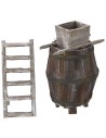 Barrel with ladder and millstone for grapes cm 11.5Øx18 h