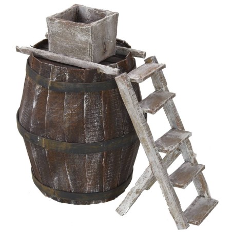 Barril con escalera y molino para uvas cm 11,5Øx18 h